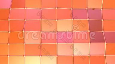 抽象简单的粉红色橙色低聚三维表面作为优雅的环境。 软几何低聚运动背景